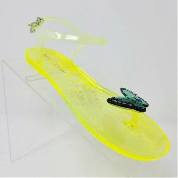 Betsey Johnson Clear Yellow Keilani Butterfly Sequins Jelly Sandals NWOT 8,9,10 - Picture 2 of 13